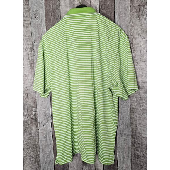 PRO TOUR Golf Short Sleeve Polo SHIRT cool Play Green White Stripe Men's Size XL - Picture 2 of 5